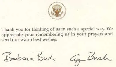Note from the Bush's